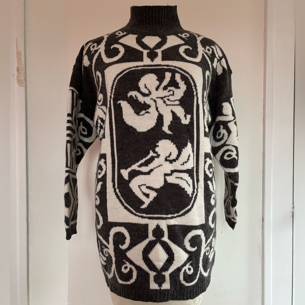 Vintage Cherub Graphic Tunic Sweater